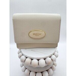 MONCRIEF LONDON  Sloane White Beige Leather Cardholder Coin Pouch No Strap!